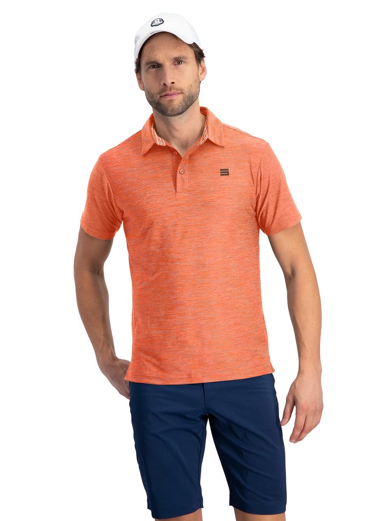 Three Sixty Six Golf Shirts for Men - Dry Fit Short-Sleeve Polo, Athletic Casual Collared T-Shirt Orange - Image 2